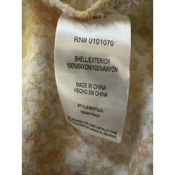 Mimi Chica Medium Yellow Orange Ditsy Floral Sleeveless Button Down Dress Boho - Picture 14 of 14